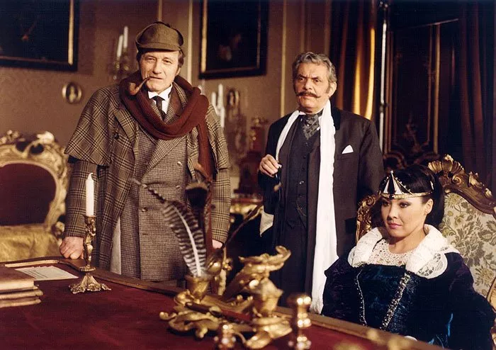Radoslav Brzobohatý (Sherlock Holmes), Ladislav Trojan, Dagmar Patrasová (Xenie)