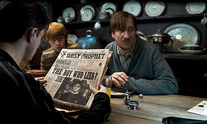 Daniel Radcliffe (Harry Potter), Rupert Grint (Ron Weasley), David Thewlis (Remus Lupin)