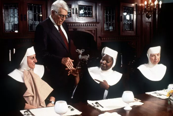 Kathy Najimy (Sister Mary Patrick), James Coburn (Mr. Crisp), Whoopi Goldberg (Deloris), Mary Wickes (Sister Mary Lazarus)
