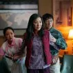 Michelle Yeoh (Evelyn Wang), Ke Huy Quan (Waymond Wang), Stephanie Hsu (Joy Wang)