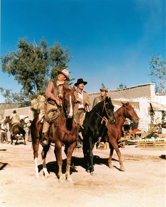 John Wayne (Jacob McCandles), Christopher Mitchum (Michael McCandles), Patrick Wayne (James McCandles) zdroj: imdb.com