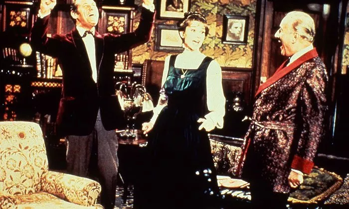 Rex Harrison (Professor Henry Higgins), Audrey Hepburn (Eliza Doolittle), Wilfrid Hyde-White (Colonel Hugh Pickering)