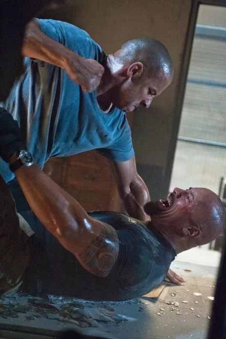 Vin Diesel (Dominic Toretto), Dwayne Johnson (Hobbs)