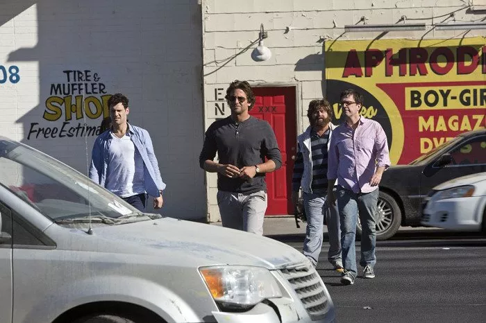 Justin Bartha (Doug), Bradley Cooper (Phil), Zach Galifianakis (Alan), Ed Helms (Stu)
