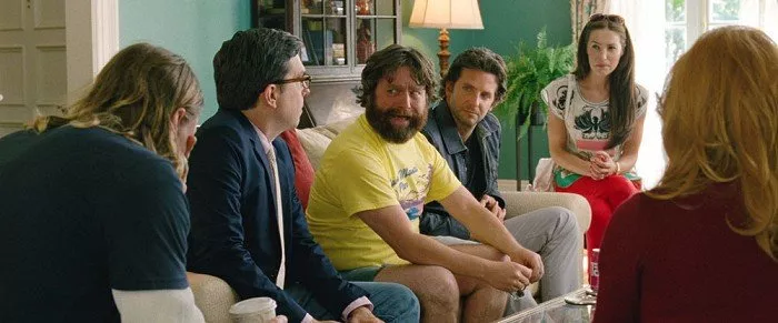Ed Helms (Stu), Zach Galifianakis (Alan), Bradley Cooper (Phil), Sasha Barrese (Tracy)