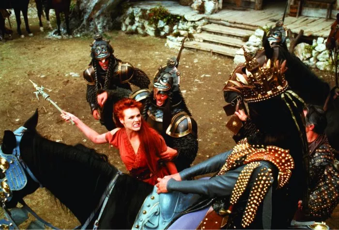 Brigitte Nielsen (Red Sonja), Ottaviano Dell’Acqua, Benito Pacifico (Gedren Guard) zdroj: imdb.com