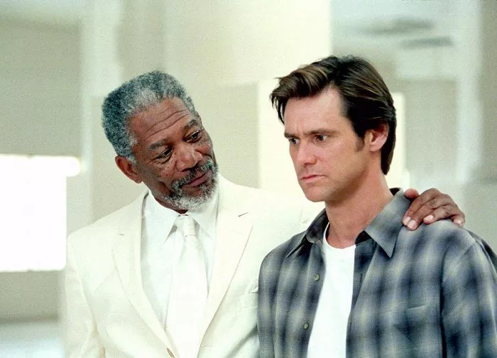 Morgan Freeman (God), Jim Carrey (Bruce Nolan)