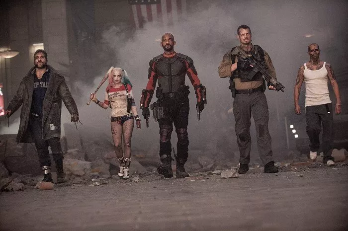 Jai Courtney (Boomerang), Will Smith (Deadshot), Joel Kinnaman (Rick Flag), Margot Robbie (Harley Quinn), Jay Hernandez (Diablo)