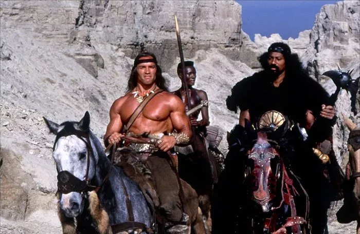 Arnold Schwarzenegger (Conan), Grace Jones (Zula), Wilt Chamberlain (Bombaata)
